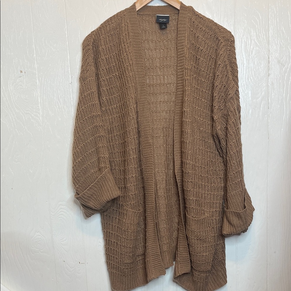 Daytrip Brown Open-Front Cardigan L